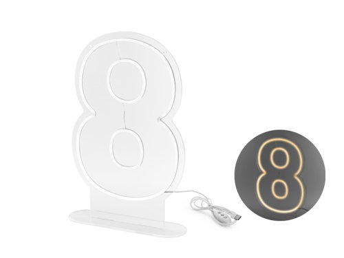 Neon LED - Digit '8', white, 50cm