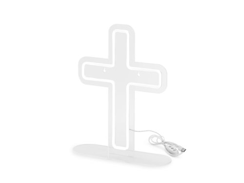LED Neon Cross, white, 41x30 cm