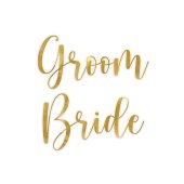 Glass stickers ''Bride & Groom'', gold (1 pkt / 2 pc.)
