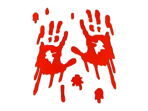 Gel window stickers Bloody Hands, red