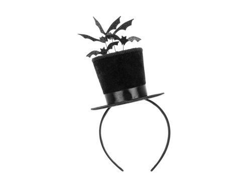 Cylinder Headband with Bats, 19x26 cm, Black