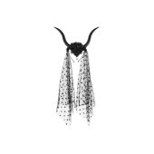 Devil Horns Headband with Tulle, 30x76 cm, Black