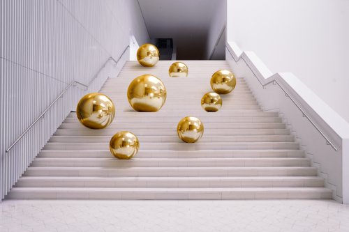 Inflatable Mirror Ball, gold, approx. 120 cm