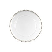 Charger plate with pearls, transparent, diameter approx. 32 cm