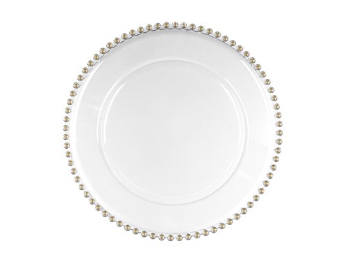 Charger plate with pearls, transparent, diameter approx. 32 cm