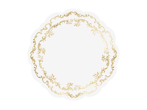 Placemats with gold Ornament, white, Ø 35.5 cm (1 pkt / 6 pc.)