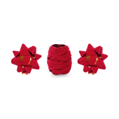 Set of velor ribbons and rosettes, red, mix (1 pkt / 3 pc.)