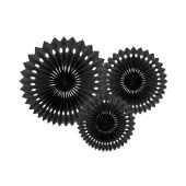 Decorative Rosettes, Black, 20-30cm (1 pkt / 3 pc.)