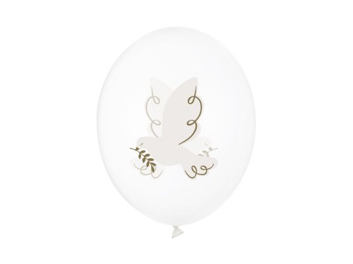Balloons 30 cm, Dove, Crystal Clear (1 pkt / 6 pc.)