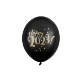 Balloons 30cm, Happy 2023!, Pastel Black (1 pkt / 6 pc.)