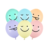 Balloons 30 cm, Faces, mix (1 pkt / 6 pc.)