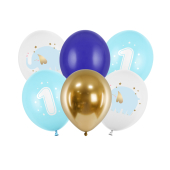 Balloons 30 cm, One year, Pastel Light Blue (1 pkt / 6 pc.)