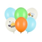 Balloons 30 cm, Construction vehicles, Pastel Light Cream (1 pkt / 6 pc.)