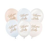 Balloons 30 cm, Welcome Baby, blue mix (1 pkt / 6 pc.)