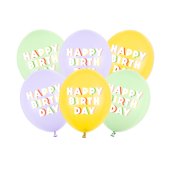 Balloons 30 cm, Happy Birthday, mix (1 pkt / 6 pc.)