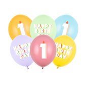 Balloons 30 cm, 1, mix (1 pkt / 6 pc.)
