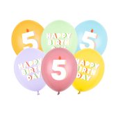 Balloons 30 cm, 5, mix (1 pkt / 6 pc.)