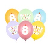 Balloons 30 cm, 8, mix (1 pkt / 6 pc.)