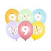Balloons 30 cm, 9, mix (1 pkt / 6 pc.)