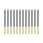 Plain birthday candles, black, 14 cm (1 pkt / 12 pc.)