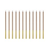 Plain birthday candles, rose gold, 14 cm (1 pkt / 12 pc.)