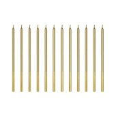 Plain birthday candles, gold, 14 cm (1 pkt / 12 pc.)