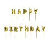 Birthday candles Happy Birthday, 2.5 cm, gold (1 pkt / 13 pc.)