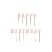 Birthday candles Happy Birthday, 2.5 cm, pink (1 pkt / 13 pc.)