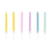 Birthday candles curl, 8.5 cm, mix (1 pkt / 6 pc.)