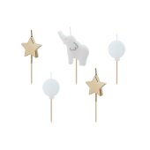 Birthday candles Elephant, 3-5 cm, mix (1 pkt / 5 pc.)