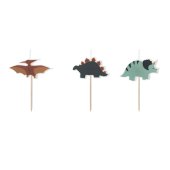 Birthday candles Dinosaurs, 3 cm, mix (1 pkt / 3 pc.)