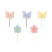 Birthday candles Butterflies, 3.5 cm, mix (1 pkt / 5 pc.)