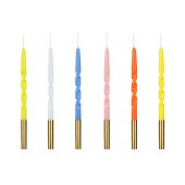 Twisted Birthday Candles, mix, 14 cm (1 pkt / 6 pc.)