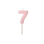 Birthday candle Number 7, light pink, 5.5 cm