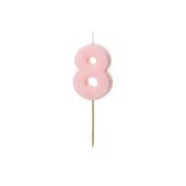 Birthday candle Number 8, light pink, 5.5 cm