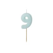 Birthday candle Numeral 9, light blue, size 5.5 cm