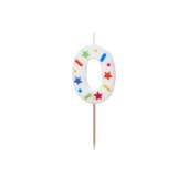 Birthday Candle Number '0', white confetti, 5.5cm