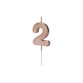 Birthday Candle Number 2, rose gold, 4.5cm