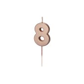 Birthday Candle Number 8, rose gold, 4.5cm