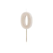 Birthday candle Number 0, warm grey, 6 cm