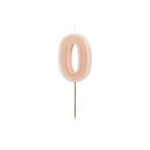 Birthday candle Number 0, dusty rose, 6 cm