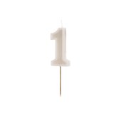 Birthday candle Number 1, warm grey, 6 cm