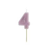 Birthday candle Number 4, violet, 6 cm