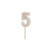 Birthday candle Number 5, warm grey, 6 cm