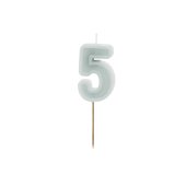 Birthday candle Number 5, light mint, 6 cm