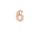 Birthday candle Number 6, dusty rose, 6 cm