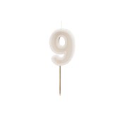 Birthday candle Number 9, warm grey, 6 cm
