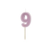 Birthday candle Number 9, violet, 6 cm