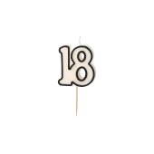 Birthday candle number 18, 5.5cm, black and white