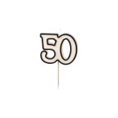 Birthday candle number 50, 5.5cm, black and white